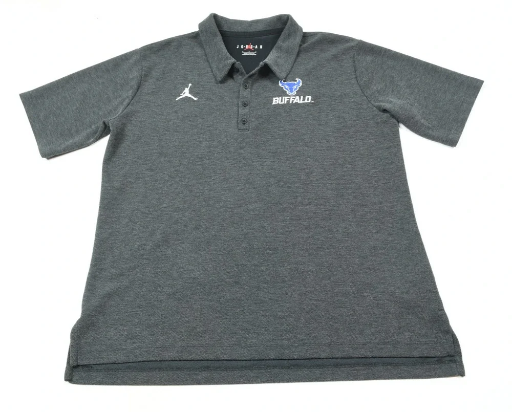 Jordan University at Buffalo Bulls Polo Shirt Mens Medium Gray Short Sleeve